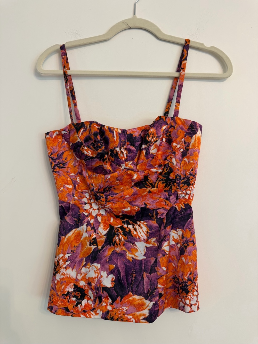 Just cavalli corset Floral Sweetheart Neck Cami Top - Purple & Orange size 40